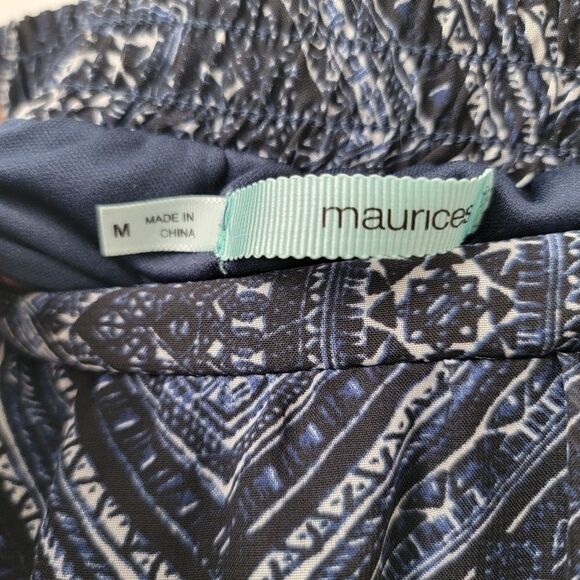 MAURICES Maxi Skirt Blue Ombre Diamond Print Chiffon Pull On Size Medium - Picture 4 of 10